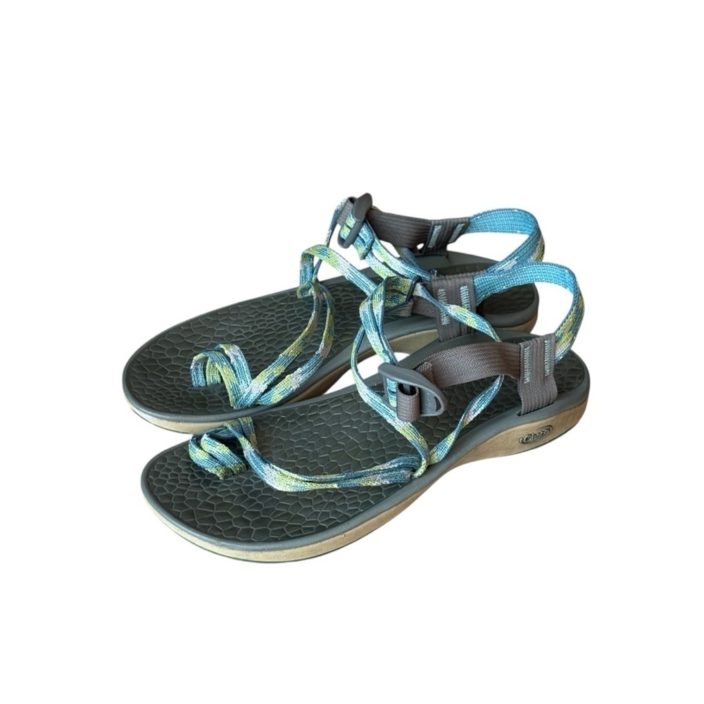 Chaco Z Cloud X2 Aqua Green Blue Toe Thong Sandals Size 9 Womens - Picture 3 of 8